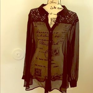 Lane Bryant | Black Sheer Button Down